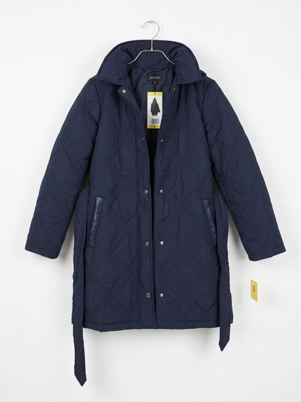 Jones New York Navy Quilted Long Puffer Coat